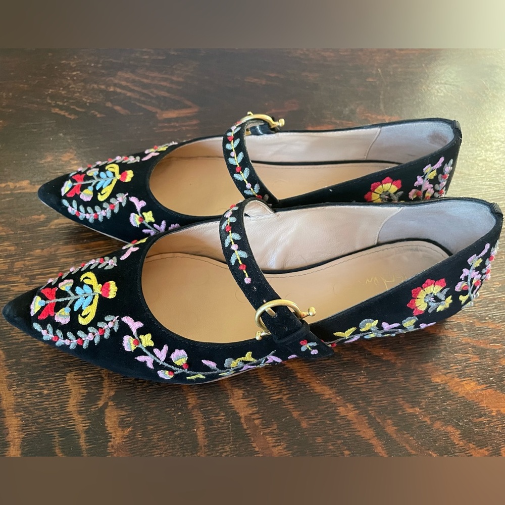 Boden Multicolor Floral Embroidered Mary Jane Pointed Toe Flats - Picture 14 of 14